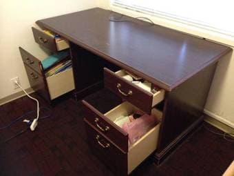 Dark red wooden desk - $30 2