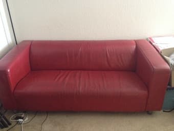 Red IKEA leather couch for $20 (NEEDS TO GO BY TOMORROW NIGHT) 1
