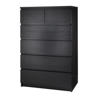 Ikea MALM 6-drawer chest, glass top, and organizing boxes- like new! 1