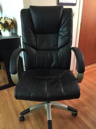 Ergonomic Executive Chair (Black Leather, Lumbar Support) - $80 1