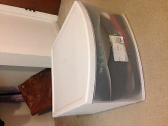 Organizers: Over the door hanger, large tupperware, hanging shoe rack 3