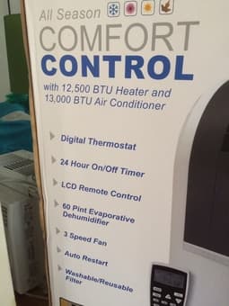 Brand new -Soleus HCB-P13HP 13,000 BTU Portable AC and heater - $500 2