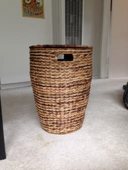 Ikea Black Coffee Table and Wicker Laundry Basket 2