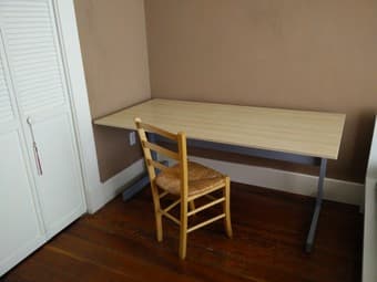 Large desk + wood chair - $60 (SF) 1