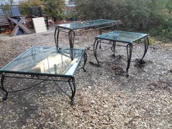 Amazing wrought iron and glass table set 1