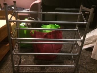 shoe rack, digital glass scale, desk lamps 1