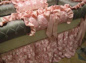 Selling Pink and Gray Crib Bumper for $100 1