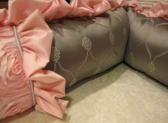 Selling Pink and Gray Crib Bumper for $100 2