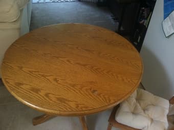 Solid round wood table - $30 obo 2