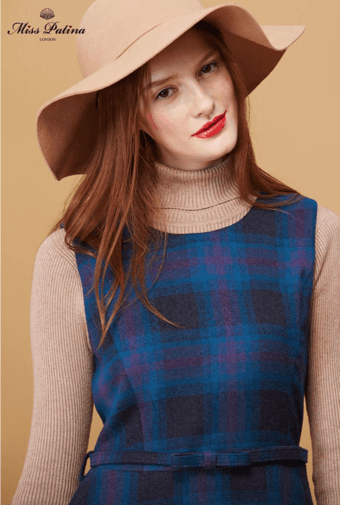 Moving sale-NWT-KateSpade/Modcloth Alike/Miss Patina Retro checked sleeveless Preppy Dress-Blue 3
