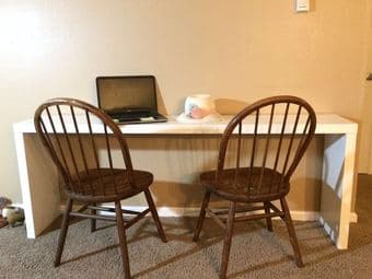 Moving sale-White wooden table/shelf/desk 2