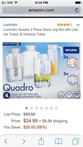 Luminarc Quadro glass Jug set BRAND NEW still in box 1