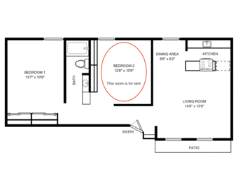 one bedroom (2b1bath) in Santa Clara 1