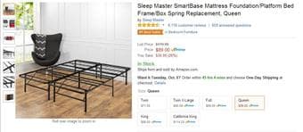 60$    Sleep Master SmartBase Mattress Foundation/Platform Bed Frame 3