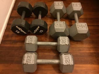 Iron Dumbbells 2x15, 2x20, 2x35 ($50) 1