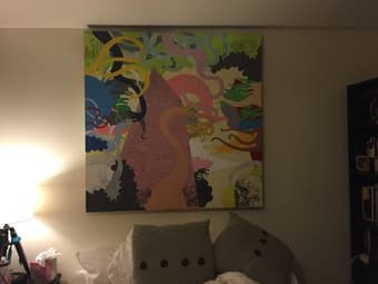 Selling awesome, one of kind 4' x 4' painting on wood. Only $50!!! 1