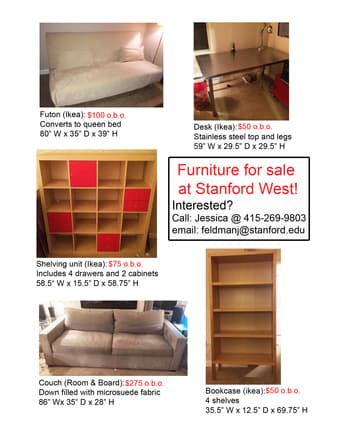 Furniture for sale! Couch, bookcase, desk... 1