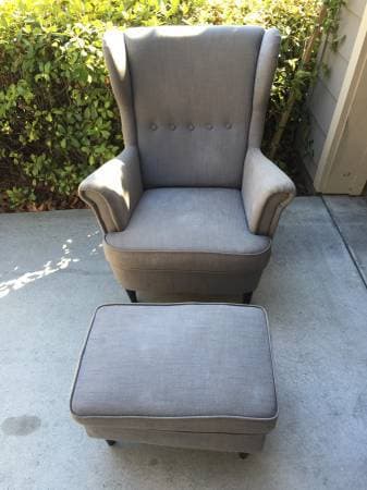 IKEA STRANDMON chair with footstool $100 1