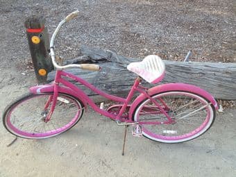 $70 1 speed pink Huffy Cranbrook bike, oiled up, works great! 1