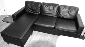 3-Seater Black Sofa with Chaise Sale for $100 1