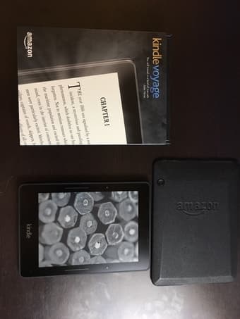 Kindle Voyage + Premium Leather Case - $130 - Like New in Box 1