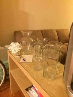 Vases! Various sizes and shapes $3 each. 1