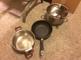 Woks/pots $1 each...and juicier 2