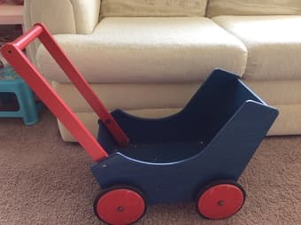Radio Flyer Kids tricycle $10 and wooden push cart $5 2