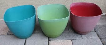 Plastic outdoor flower pots - 3 for $2 1