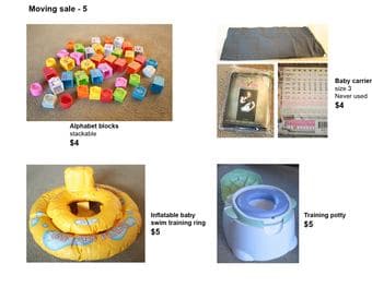 Moving sale 2 - baby items, furniture, baking items 1