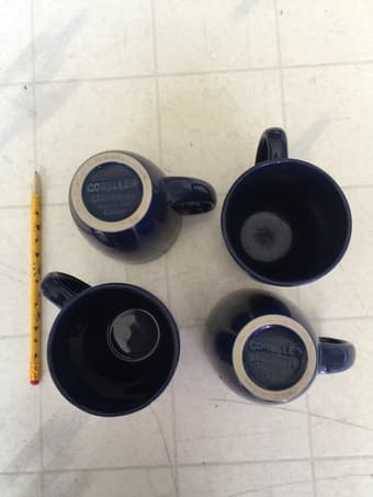 For sale: 4 ceramic cups ($5); cafeteria trays ($3).,etc 1