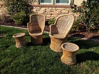 Two patio chairs with side tables - $15 for the set 1