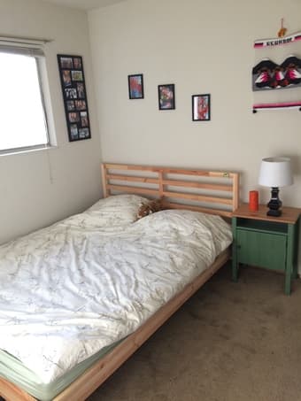 Ikea Queen bed and night stand - only 1yr old 1