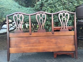 Mahogany double bed frame and night stand;  $75 1