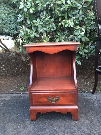 Mahogany double bed frame and night stand;  $75 2