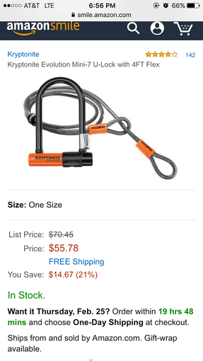 Kryptonite mini u lock + double loop security cable for sale 1