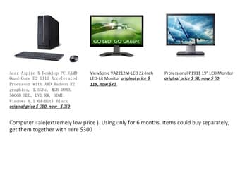 Computer sale(extremely low price ). 搬家电脑出售 1