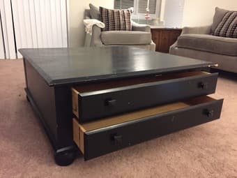 Black Solid Wood Coffee Table with 4 Drawers - $250 1