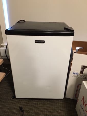 Medium Sized, White Emerson Fridge: $50 1