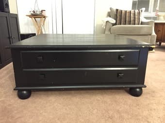 Black Solid Wood Coffee Table  (Eddie Bauer) with 4 Drawers - $85 2