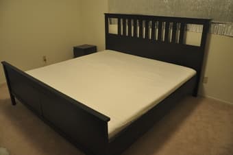 Moving sale - King size Bed frame, black-brown 199$ 2
