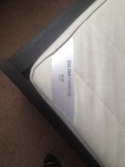 $200 Sultan Finnvik-- California King Mattress and bed frame (black). 2