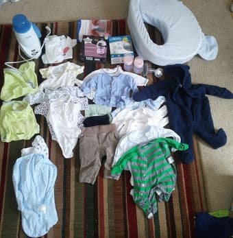 For sale: 0-6mo newborn/baby clothes, bottles, pump adapters 1