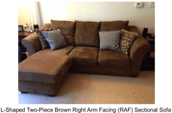 Two-Piece Brown Sectional Sofa with Chaise For Sale! - $70 3