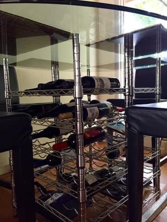 Oval Glass table top and Wine rack base - $100 2