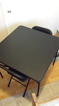 (Selling for $15) Folding table with two chairs 1