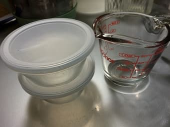 Measuring cup, custard cups, glasses, vase, light bulbs (Moving sale) 1