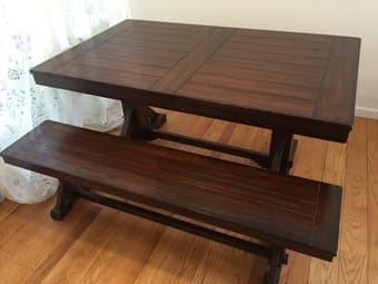 Wooden Dining Table (Expandable!) and Bench FOR SALE - $600 for set 1