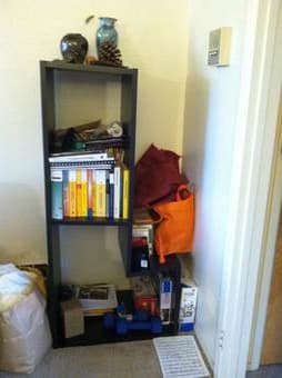 chair ($15), lamp ($5), shelves ($10 each), TV stand ($15) 2