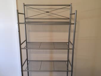 Table $20 and metal storage shelf $5 3